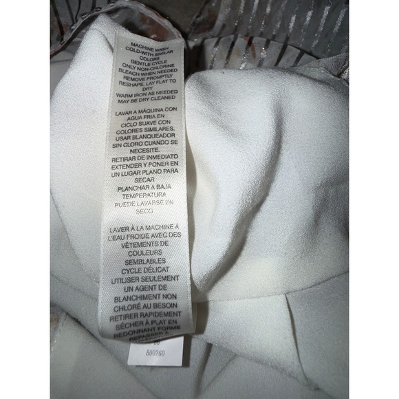 White House Black Market Mini Dress Metallic Boho Long Slit Sleeve Whimsy SZ 00 - Picture 13 of 13